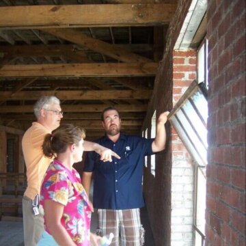 2010 - looking out windows at a view that includes the Taubman Museum of Art 2010 Old Warehouse Building