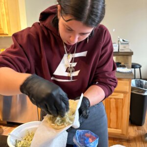 Spanish 2&3 lunch - 12 Spanish Class making arepas