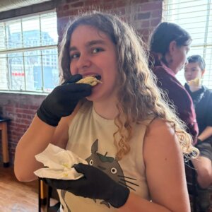 Spanish 2&3 lunch - 13 Spanish Class making arepas