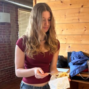 Spanish 2&3 lunch - 16 Spanish Class making arepas