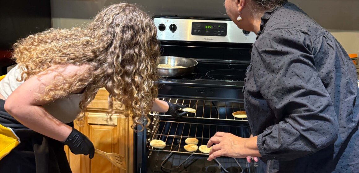 Spanish Class making arepas