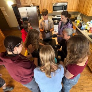Spanish 2&3 lunch - 2 Spanish Class making arepas